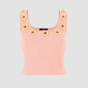 NWT Cider pink Ribbed Tank with Flowers